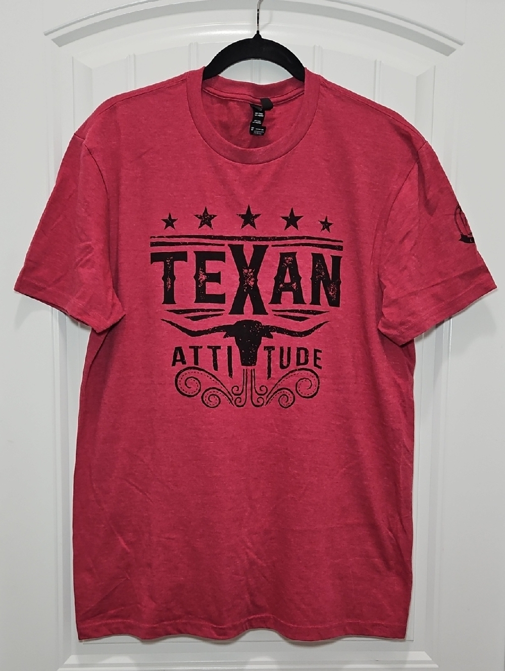 Mason Jar Label Graphic Tee Texan Attitude New Medium Unisex Red Texas T-shirt